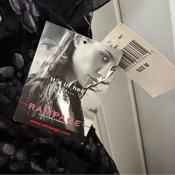 Rampage Vintage Y2K Black Burnout Velvet Dress W/ Original Tags Medium - Picture 8 of 13